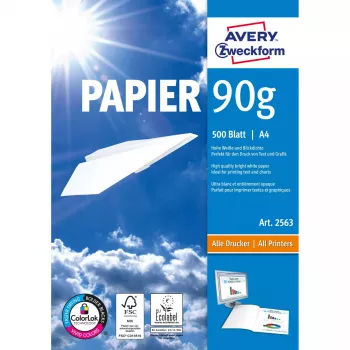 Biroja papīrs A4 Avery 90 g/m² 500 loksnes