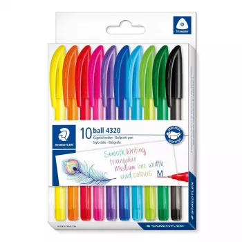 Klipšu ievelkamā lodīšu pildspalva Staedtler Ball 4320 Daudzkrāsaina 10 gab.
