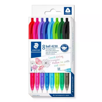 Klipšu ievelkamā lodīšu pildspalva Staedtler Ball 4230 Daudzkrāsu 8 gab.