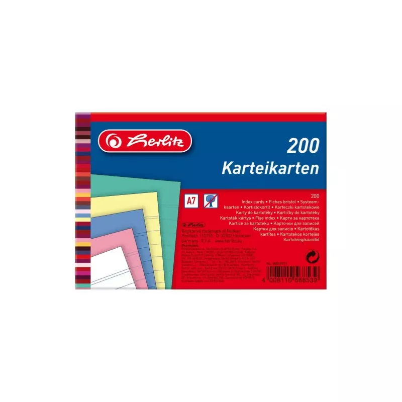 Indeksu kartītes Herlitz 50019373 zila, rozā, rožu