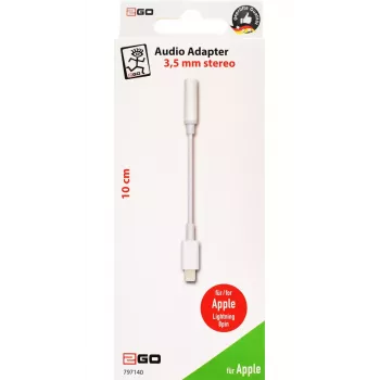 Audio kabelis 2GO 797140 0.1 m 3,5 mm Lightning Balts