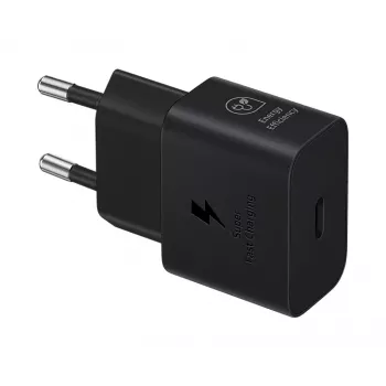 Samsung 25W EP-T2510XBEGWW Melns USB-C ātrās uzlādes barošanas adapteris