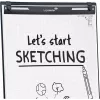 Mobilais flīpčarts ar apaļu pamatni Legamaster SKETCH EASY — tērauds, 5 riteņi, 720×600 mm