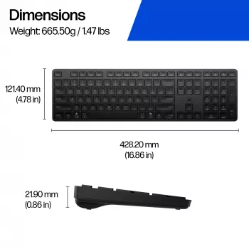 HP 490K daudzrežīmu tastatūra, pilna izmēra (100%), bezvadu, USB + Bluetooth, QWERTY, melna