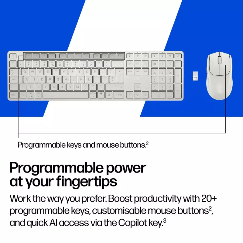 HP 490C Multi-Device Dual-Mode tastatūras un peles komplekts, balts