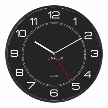 Sienas/galda pulkstenis Unilux 400094568 — kvarca, apaļš, melns, 57,5 cm diametrs, baterija (AA)