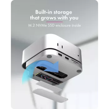 ICY BOX 7-in-1 USB Type-C DockingStacija ar M.2 NVMe slotu, SSD, Atmiņas karte, M.2, 4 TB, USB 3.2 Gen 2 (3.1 Gen 2) Type-C, Sudraba, Alumīnijs