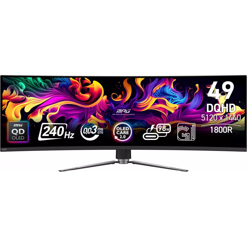 MSI MPG 491CQPX QD-OLED dators monitors 124,5 cm (49 colli) 5120 x 1440 pikseļi Dual QHD melns