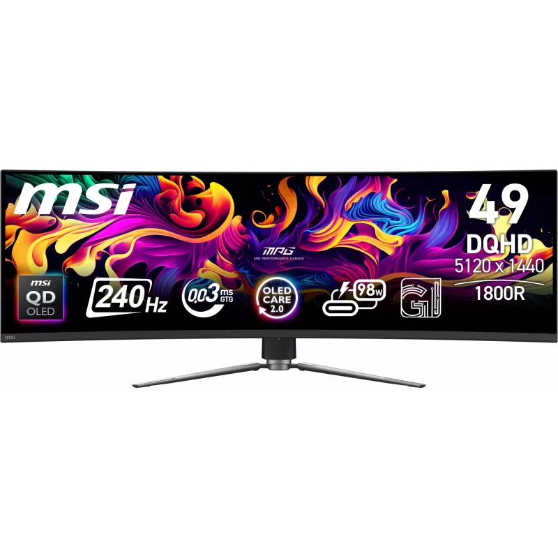 MSI MPG 491CQPX QD-OLED dators monitors 124,5 cm (49 colli) 5120 x 1440 pikseļi Dual QHD melns