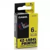Lentes kasete CASIO XR-6YW1 — 6 mm x 8 m, melns teksts uz dzeltena fona, melna kasete
