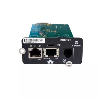 Vertiv Liebert IntelliSlot RDU120 - tīkla karte, attālās uzraudzības adapteris, RS-485, USB ports, UL2900-1 kiberdrošības sertificēts, 1Gb Ethernet (RDU120)