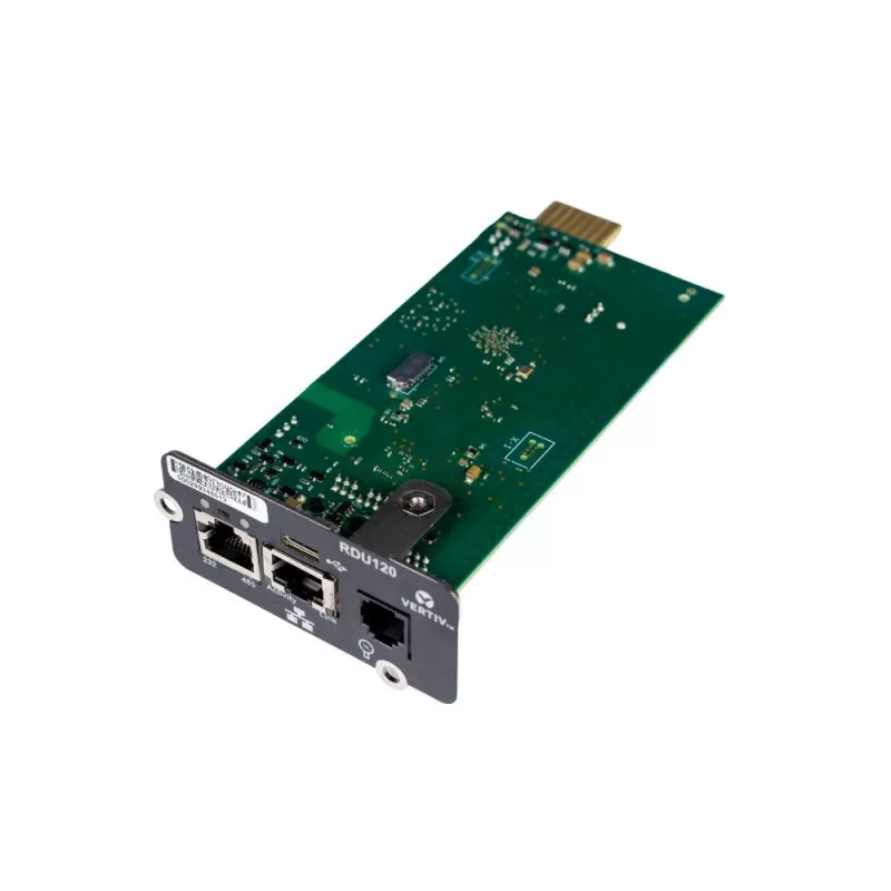 Vertiv Liebert IntelliSlot RDU120 - tīkla karte, attālās uzraudzības adapteris, RS-485, USB ports, UL2900-1 kiberdrošības sertificēts, 1Gb Ethernet (RDU120)