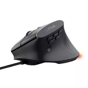 Gaming pele TRUST GXT 145 Rexxa, labā roka, USB Type-A, 12800 DPI, vadu, RGB ritenis, melna