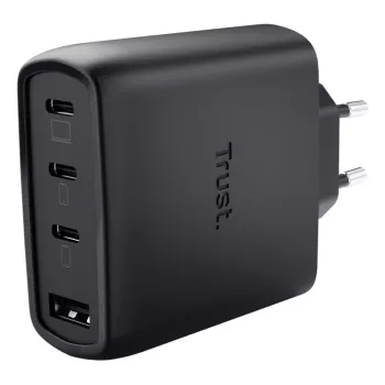 TRUST Maxo 65W iekštelpu AC ātrais lādētājs, 3× USB-C, maks. 20V, 2m kabelis, melns