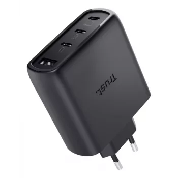 TRUST Maxo 65W iekštelpu AC ātrais lādētājs, 3× USB-C, maks. 20V, 2m kabelis, melns