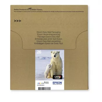 Epson Polar bear Multipack 4 krāsas 26 EasyMail, standarta ietilpība, melns, ciāns, fuksīns, dzeltens, pigmenta tinte, krāsu tinte, 6,2 ml, 4,5 ml