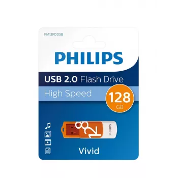 Philips FM12FD05B USB zibatmiņa 128 GB USB Type-A 2.0 Oranža, Balta