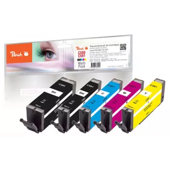 Peach PI100-356 tintas kasetne 5 gab. Savietojama Standarta ietilpiba Melna, Ciāna, Magenta, Dzeltena