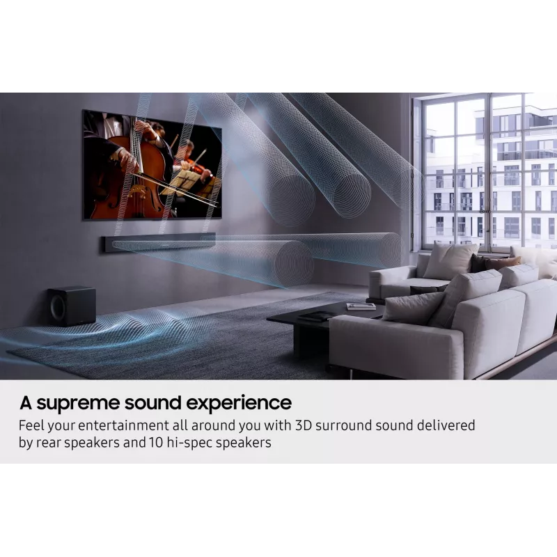Samsung Q-series QS750F 5.1.2 kanālu skaņas josla ar zemfrekvences skaļruni un aizmugures skaļruņiem (2025)