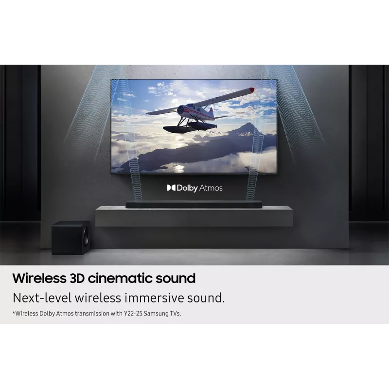 Samsung Q-series QS750F 5.1.2 kanālu skaņas josla ar zemfrekvences skaļruni un aizmugures skaļruņiem (2025)