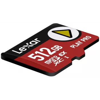 Lexar PLAY PRO MicroSDXC 512 GB UHS-I U3 — 900 MB/s lasīšana, 600 MB/s rakstīšana