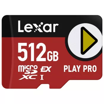 Lexar PLAY PRO MicroSDXC 512 GB UHS-I U3 — 900 MB/s lasīšana, 600 MB/s rakstīšana