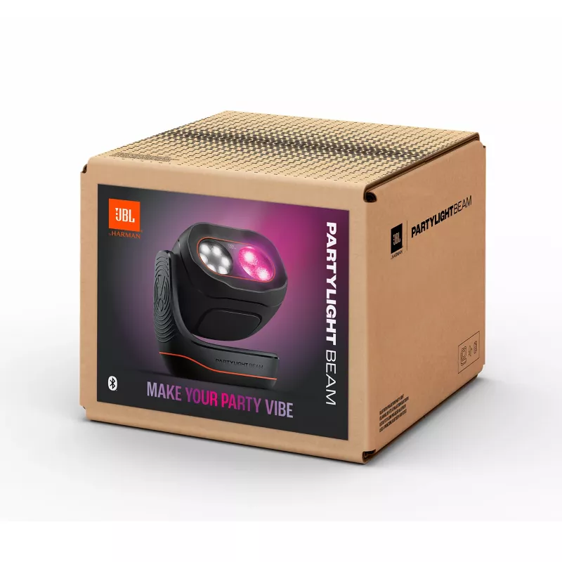 JBL PartyLight Beam — iekštelpu mikrofons ar apgaismojumu, melns