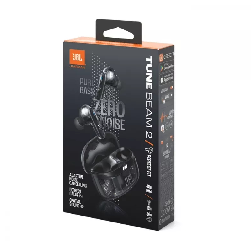 JBL Tune Beam 2 Ghost Edition Bezvadu Austras Iekšējās Mūzikai/Ikdienai Melnas