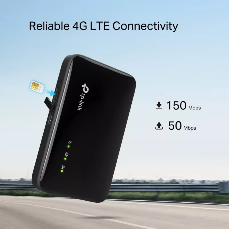 4G bezvadu maršrutētājs TP-Link M7005, vienas joslas 2,4 GHz, NanoSIM, Wi-Fi 6, melns