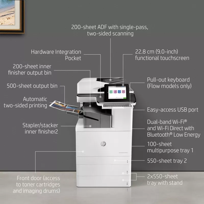 HP Color LaserJet Enterprise Flow MFP M776zs, Lāzerkrāsa, 1200 x 1200 DPI, A3, Tiešā druka, Melns, Balts