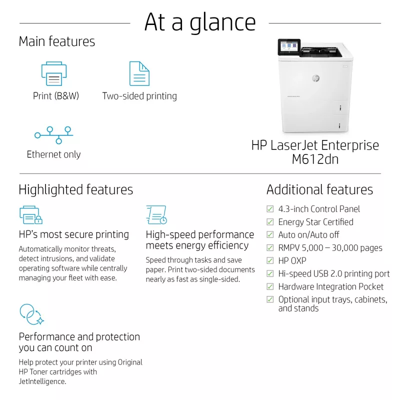 Printeris HP LaserJet Enterprise M612dn Laser Balts