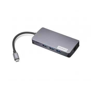Dokošanas adapteris Lenovo GX91M73946 USB-C Vadu, 100W, HDMI, VGA, 3x USB-A, SD lasītājs, Gigabit Ethernet, 4K@30Hz, Pelēks