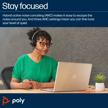 HP Poly Blackwire 8225 Microsoft Teams sertificētas USB-C austiņas ar trokšņu slāpēšanu
