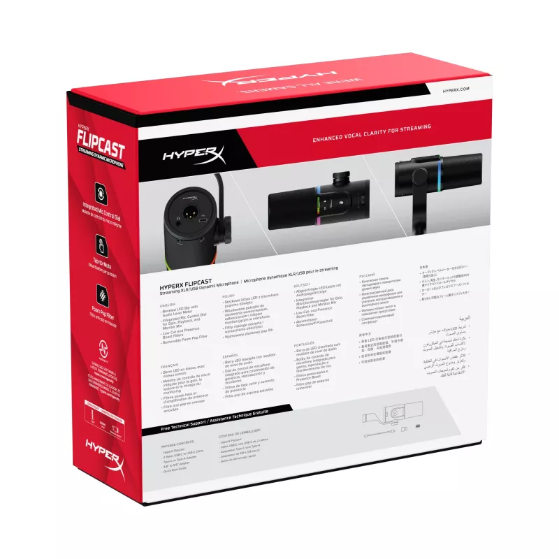 HyperX FlipCast - USB/XLR Dinamiskais Mikrofons (Melns)