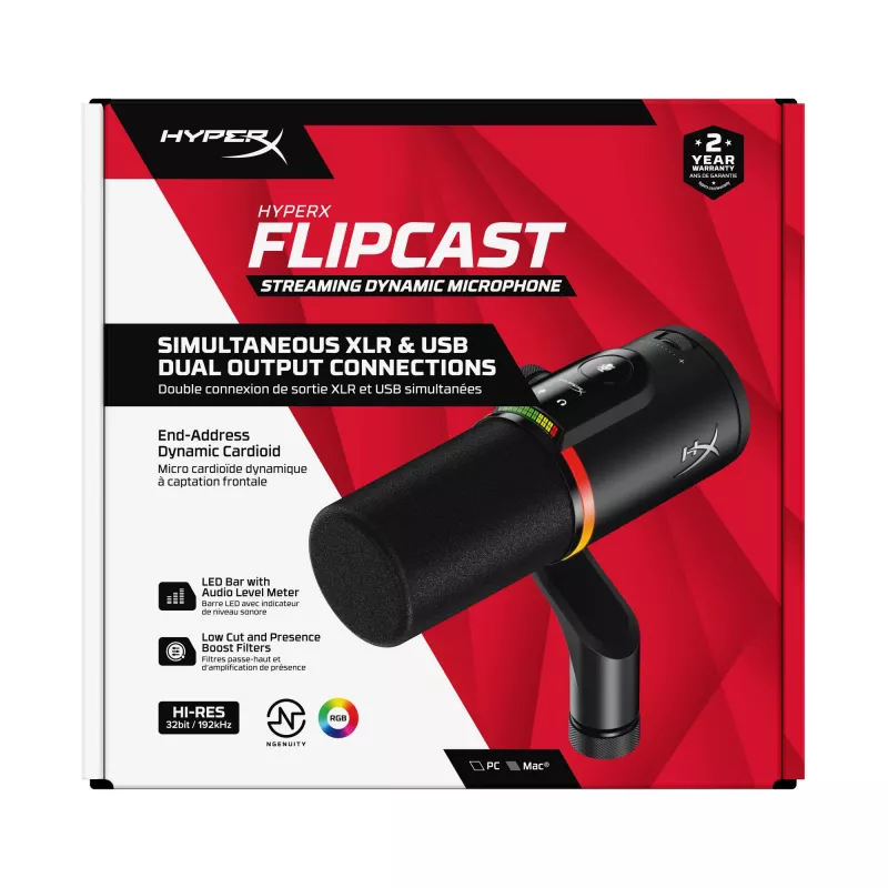 HyperX FlipCast - USB/XLR Dinamiskais Mikrofons (Melns)