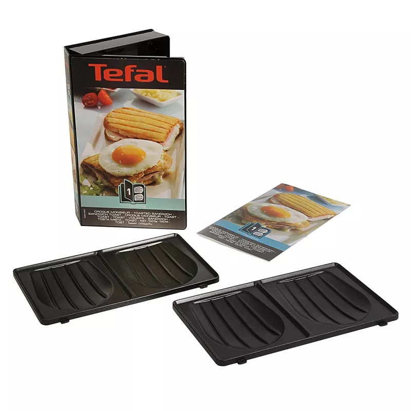 Rezerves plāksnes Tefal XA800112 Snack Collection/SnackTime — melna, 242×155×44 mm, 2 gab. iepakojums