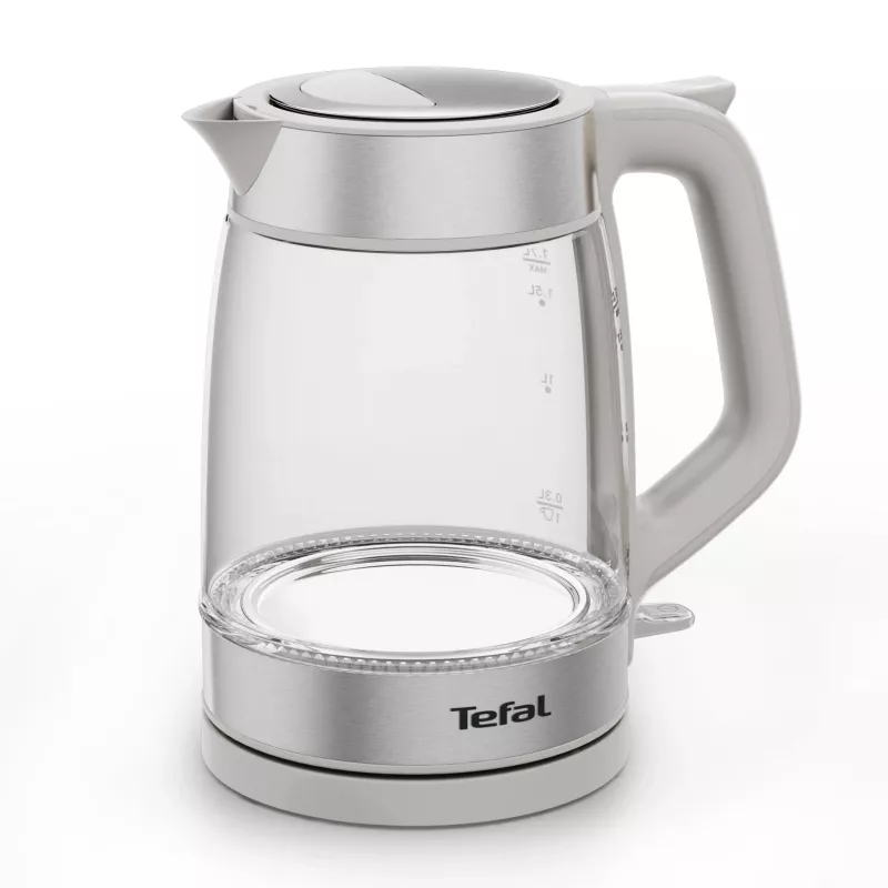 Tefal Glass Kettle KI605B30 elektriskā tējkanna 1.7 L 2200 W Pelēka, Sudraba, Caurspīdīga