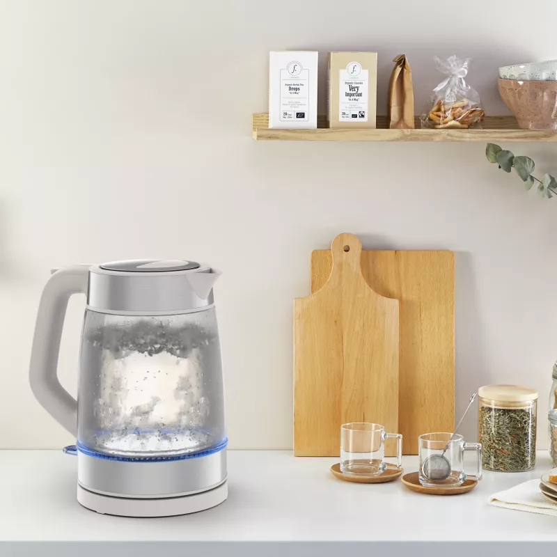 Tefal Glass Kettle KI605B30 elektriskā tējkanna 1.7 L 2200 W Pelēka, Sudraba, Caurspīdīga