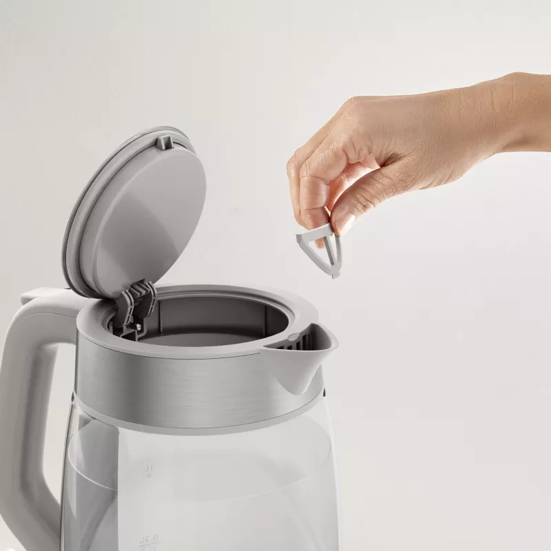 Tefal Glass Kettle KI605B30 elektriskā tējkanna 1.7 L 2200 W Pelēka, Sudraba, Caurspīdīga