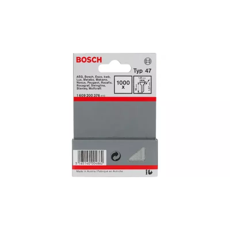 Brad nagla Bosch 1609200376 Tips 47 Garums 16 mm Daudzums 1000 gab