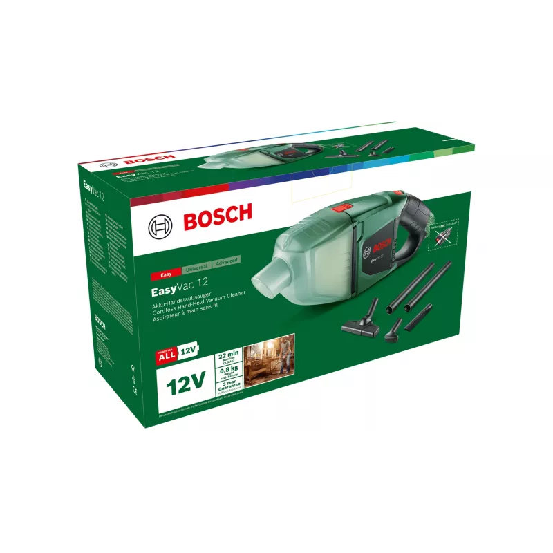 Bosch EasyVac 12 2-in-1 stieņa putekļsūcējs, bezmaisiņu, zaļš