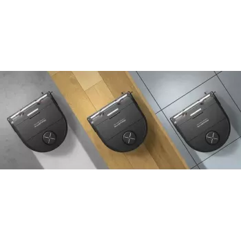 Robots putekļsūcējs Rowenta X‑Plorer RR9465WH — bezmaiss D‑forma, 0,35 L tvertne, 120 min darbība, Li‑Ion, 97×325×335 mm, melns