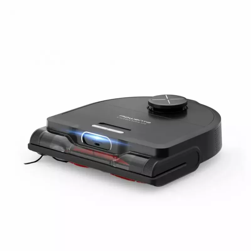 Robots putekļsūcējs Rowenta X‑Plorer RR9465WH — bezmaiss D‑forma, 0,35 L tvertne, 120 min darbība, Li‑Ion, 97×325×335 mm, melns