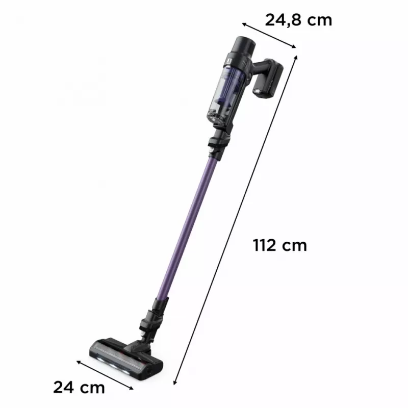 Rowenta RH6A31 2-in-1 kociņu putekļsūcējs ar akumulatoru, bez maisa, 140 W, melns, violets