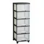 Glabāšanas kumode ar atvilktnēm Curver 0806770146 — 5 atvilktnes, 20 L katra, melna/caurspīdīga, 37×39×100 cm