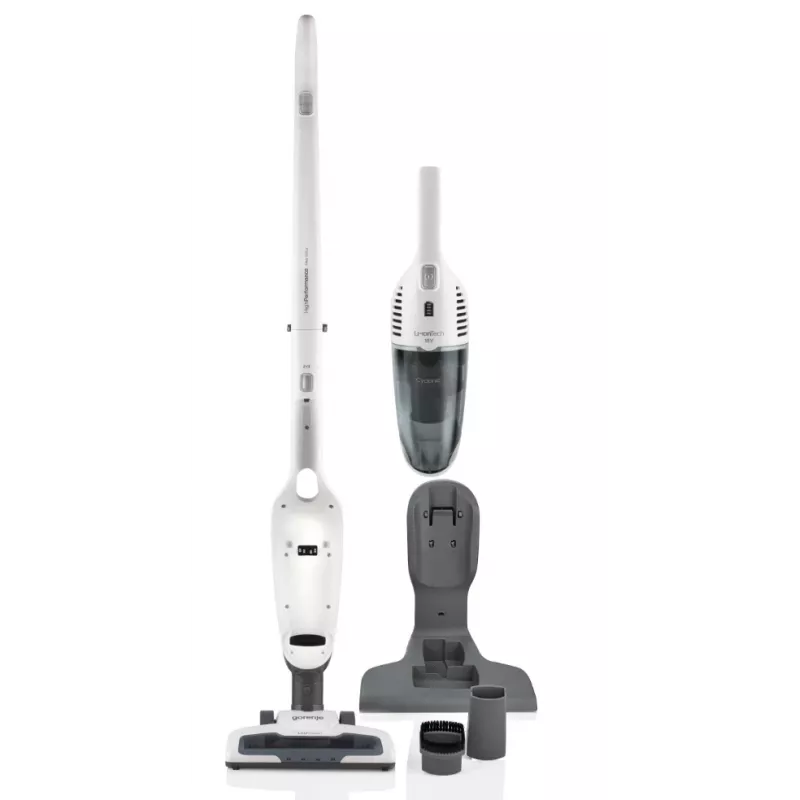 Gorenje SVC180FW 2-in-1 kātslota putekļsūcējs, akumulators, sausā tīrīšana, HEPA, bez maisa, 0.6 L, balts