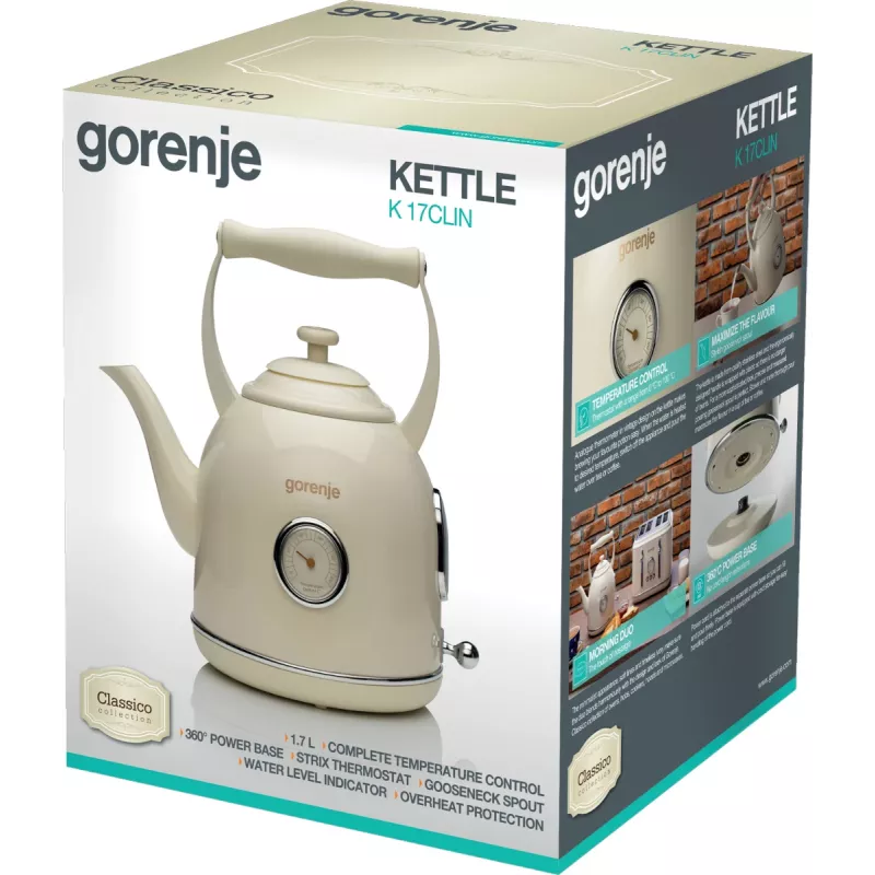 Gorenje K17CLIN elektriskā tējkanna 1.7 L 2000 W Krēmkrāsas