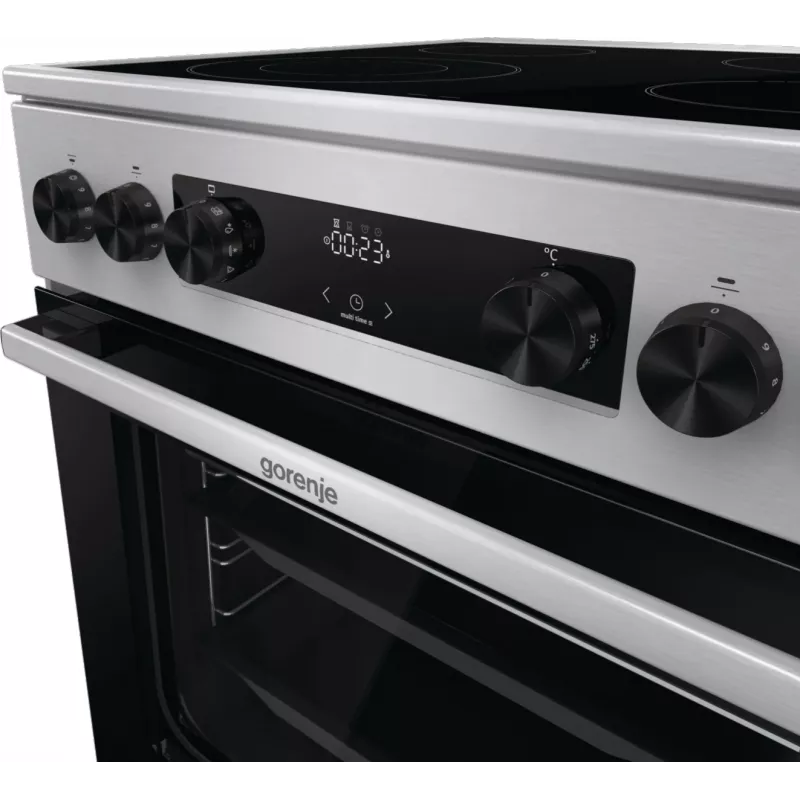 Gorenje GECS6C70XC brīvi stāvoša plīts ar elektrisko spirāles virsmu, nerūsējošais tērauds