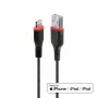 Lindy 1m Armēts USB Type A uz Lightning Kabelis, 1 m, Lightning, USB A, Vīrišķais, Vīrišķais, Melns