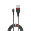 Lindy 1m Armēts USB Type A uz Lightning Kabelis, 1 m, Lightning, USB A, Vīrišķais, Vīrišķais, Melns